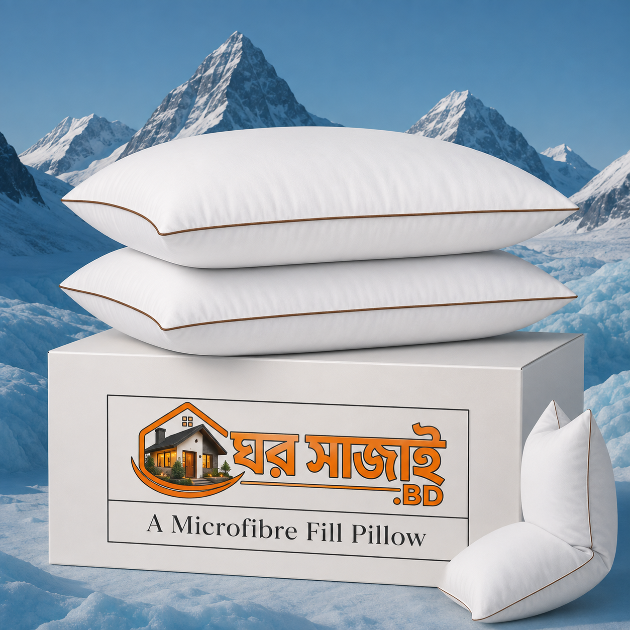 সুপার সফট ইউরোপীয় বালিশ (2 পিস)
