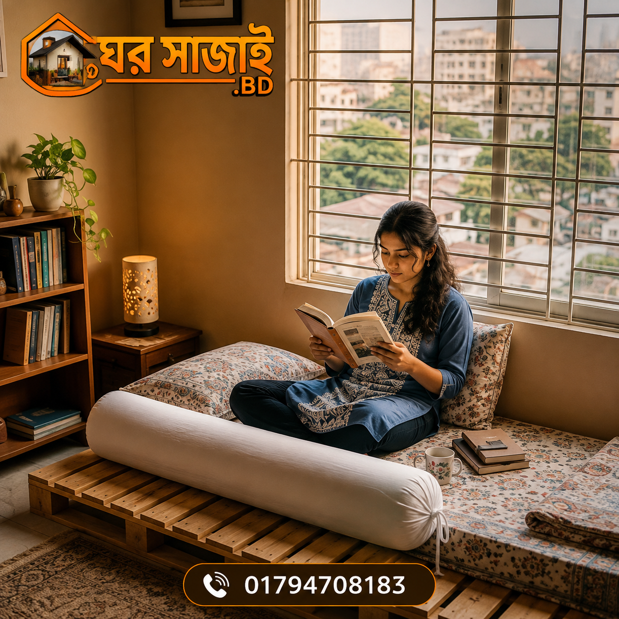 সলিড মেহেগুনি কাঠের প্যালেট বেড ডিভান ২.৫/৬ ফিট। ২ পিস প্যালেট থাকবে